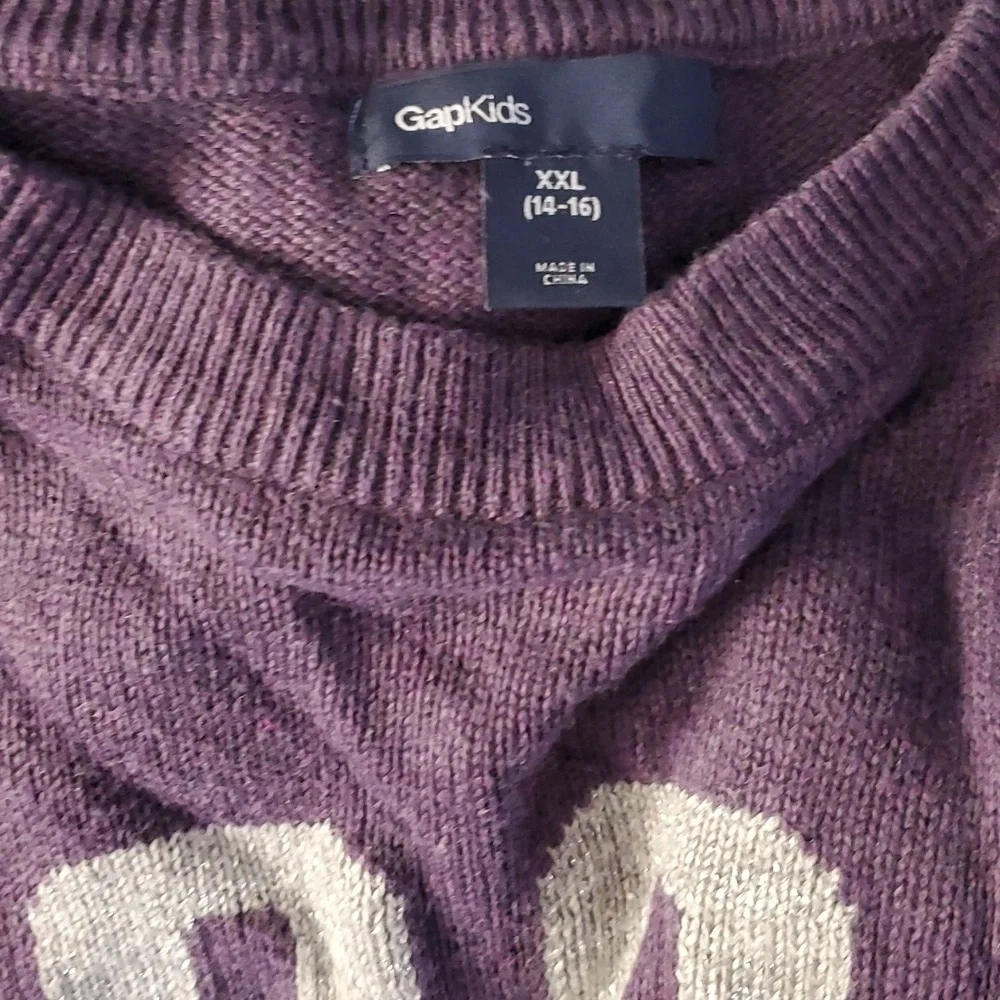GAP Girls Purple Metallic COOL‎ Sweater Size 14-16